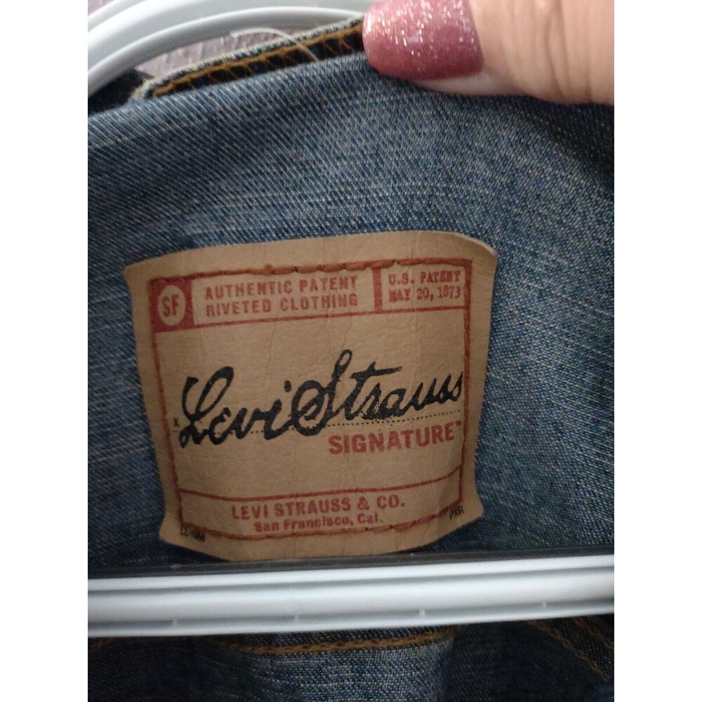 Levi Strauss Levi's Blue Tailored Lightly Distressed Denim Jacket Womens Medium - Picture 4 of 9